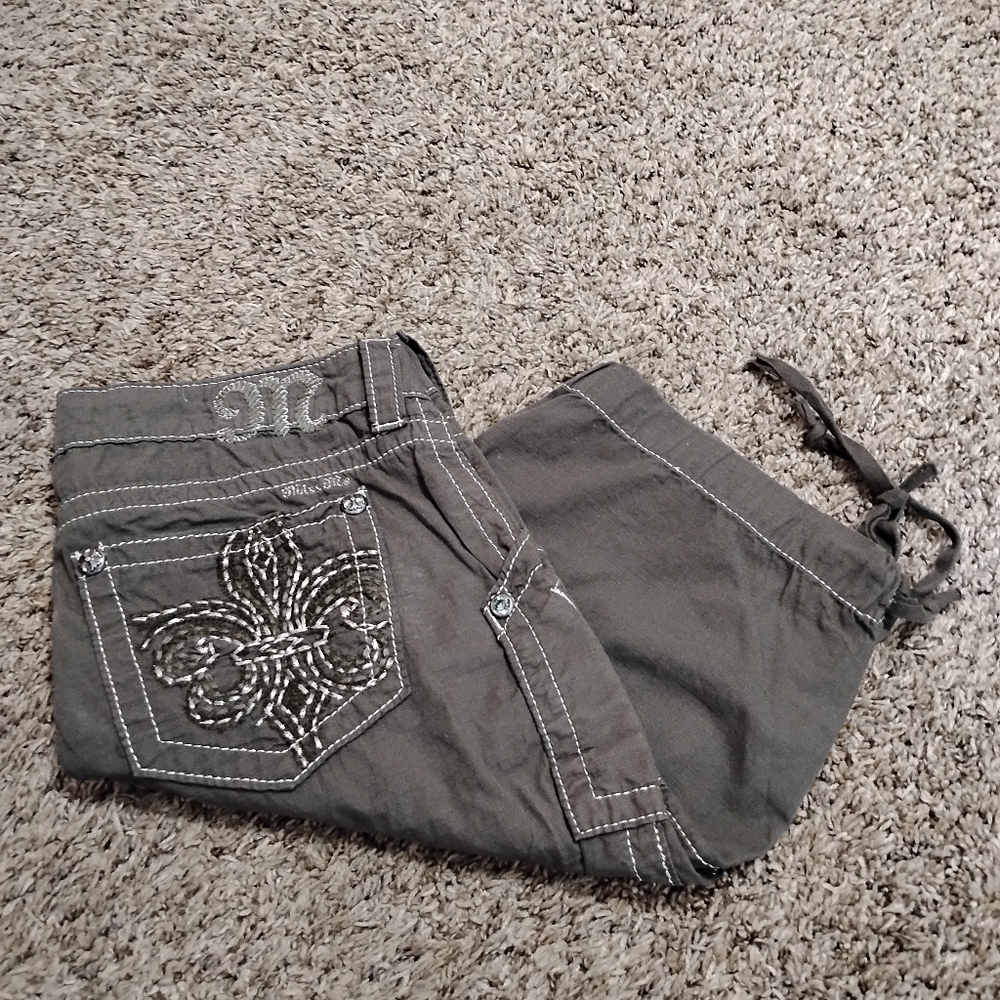 Miss Me Cargo Bermuda Shorts, Army Green